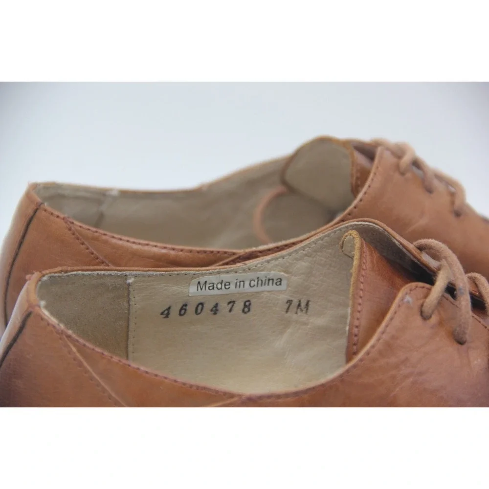 Giorgio V Dress Shoe Mens 7M Brown Leather Lace Up Square Toe Oxford